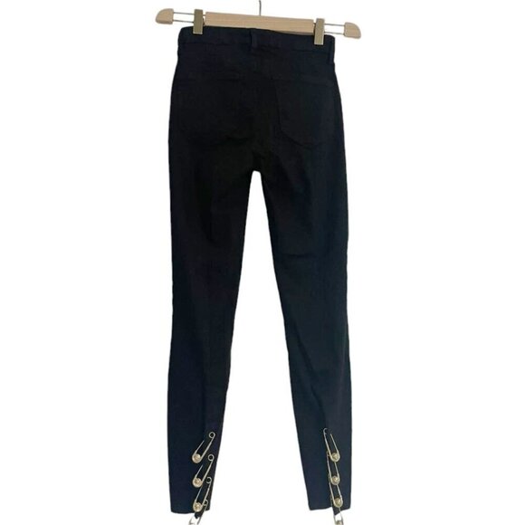 L'AGENCE Size 24  Nicolette High-Rise Safety Pin Jeans Black Skinny - Picture 8 of 12